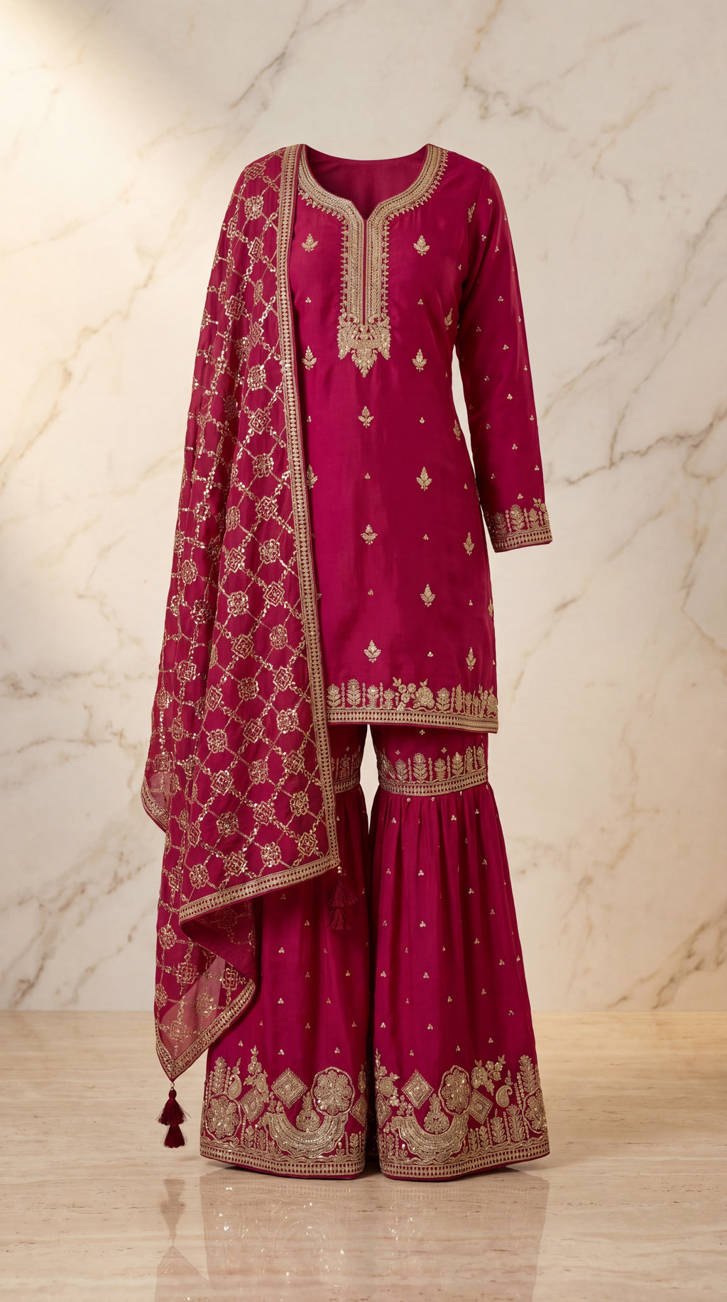 Magenta Royale Sharara Suit Set