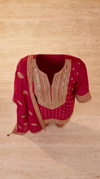 Crimson Royale Heavy Embroidered Suit Set - red Indian bridal wedding salwar kameez suit - view 7