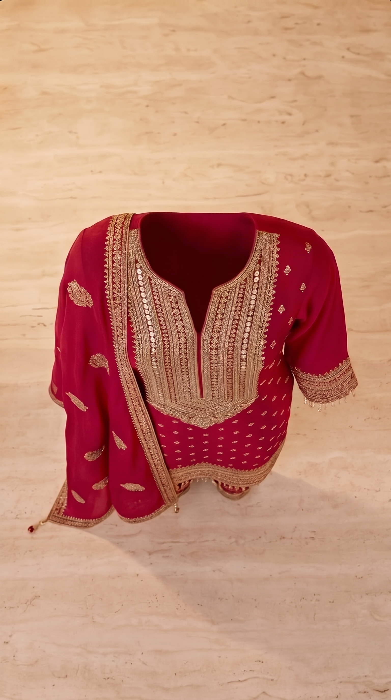 Crimson Royale Heavy Embroidered Suit Set - red Indian bridal wedding salwar kameez suit - view 7