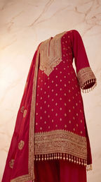 Crimson Royale Heavy Embroidered Suit Set - red Indian bridal wedding salwar kameez suit - view 6