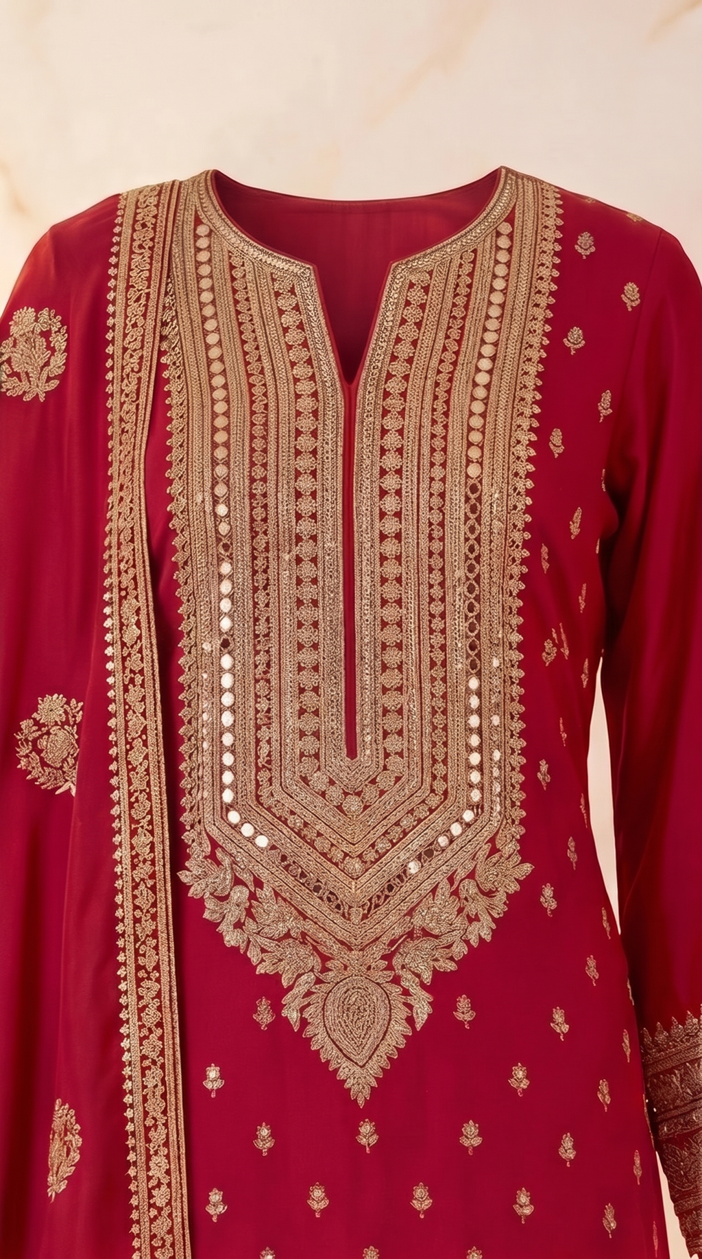 Crimson Royale Heavy Embroidered Suit Set - red Indian bridal wedding salwar kameez suit - view 2