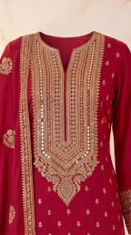 Crimson Royale Heavy Embroidered Suit Set - red Indian bridal wedding salwar kameez suit - view 2