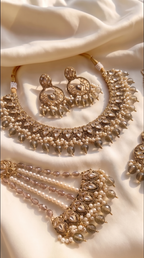 Antique Gold Polki Bridal Jewelry Parure - traditional Indian bridal polki kundan jewelry set - view 7