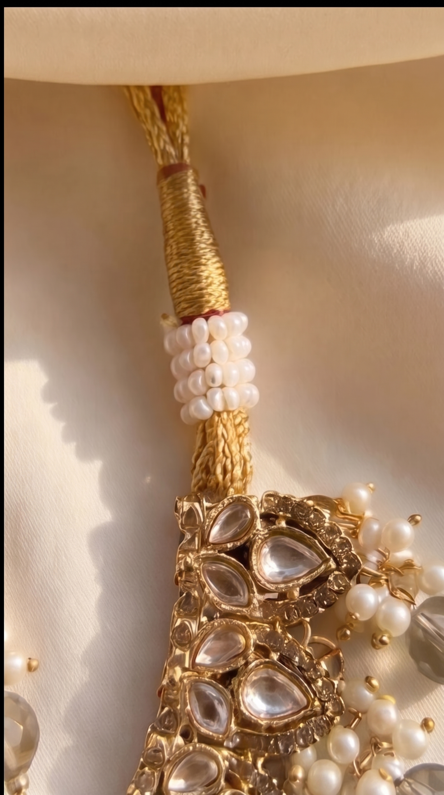 Antique Gold Polki Bridal Jewelry Parure - traditional Indian bridal polki kundan jewelry set - view 9