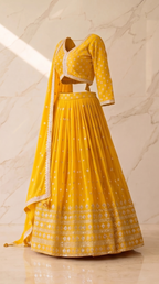 Heritage Mirror Lehenga Set - Indian bridal wedding lehenga with mirror work embroidery - view 4