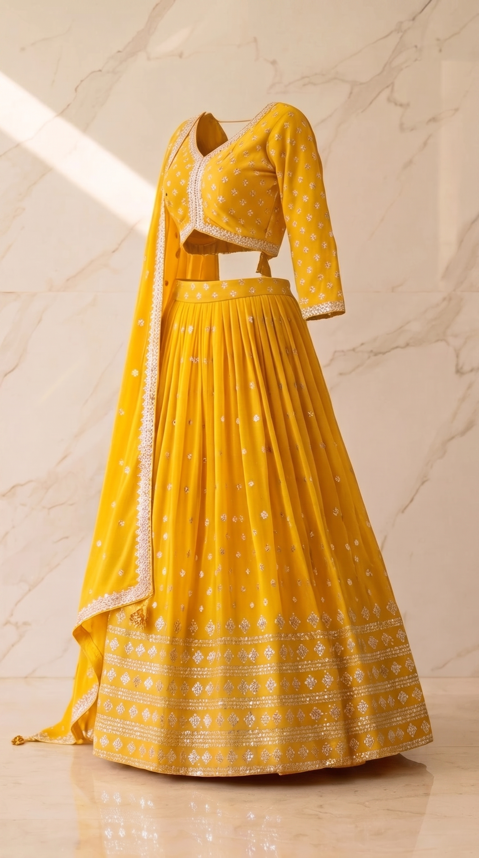 Heritage Mirror Lehenga Set - Indian bridal wedding lehenga with mirror work embroidery - view 4