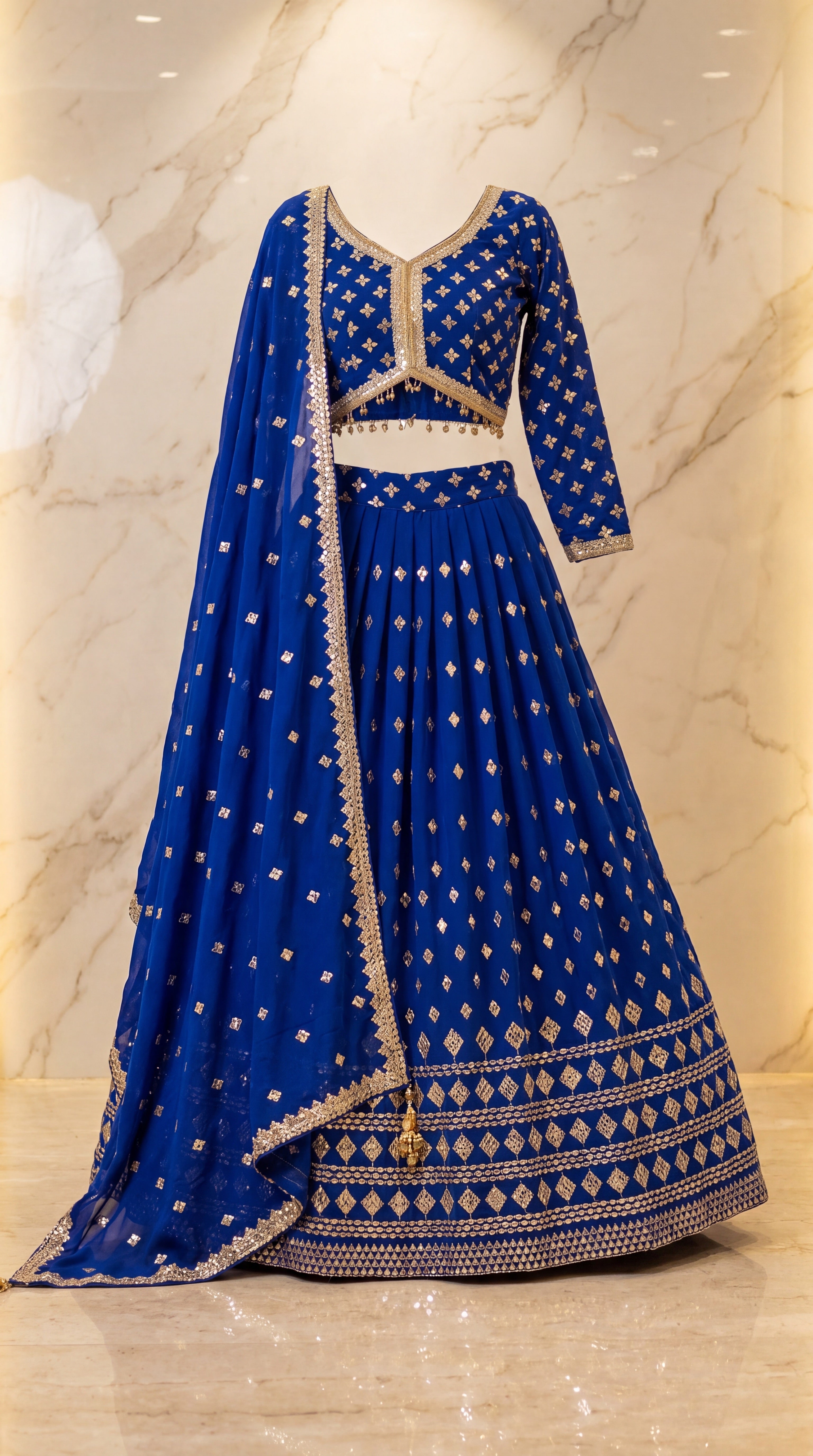 Heritage Mirror Lehenga Set - Indian bridal wedding lehenga with mirror work embroidery - view 18
