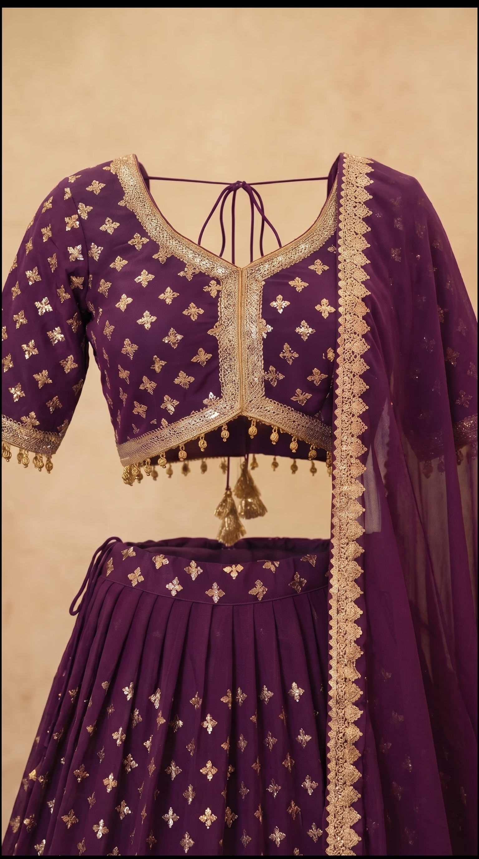 Heritage Mirror Lehenga Set - Indian bridal wedding lehenga with mirror work embroidery - view 7