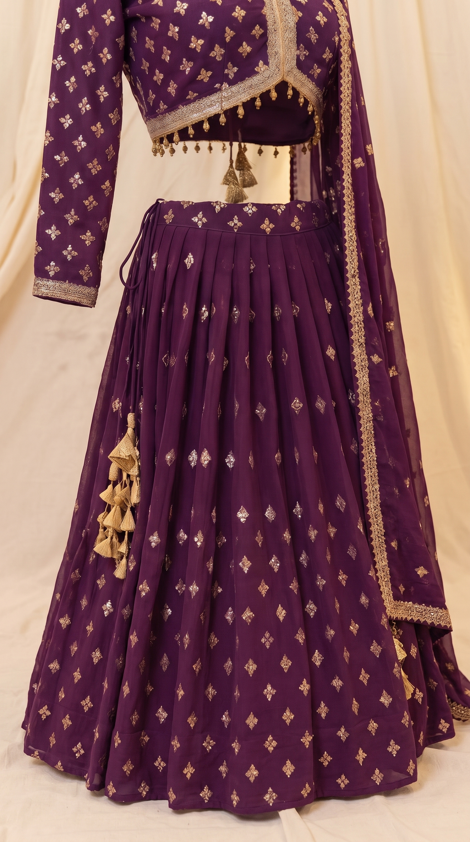 Heritage Mirror Lehenga Set - Indian bridal wedding lehenga with mirror work embroidery - view 9