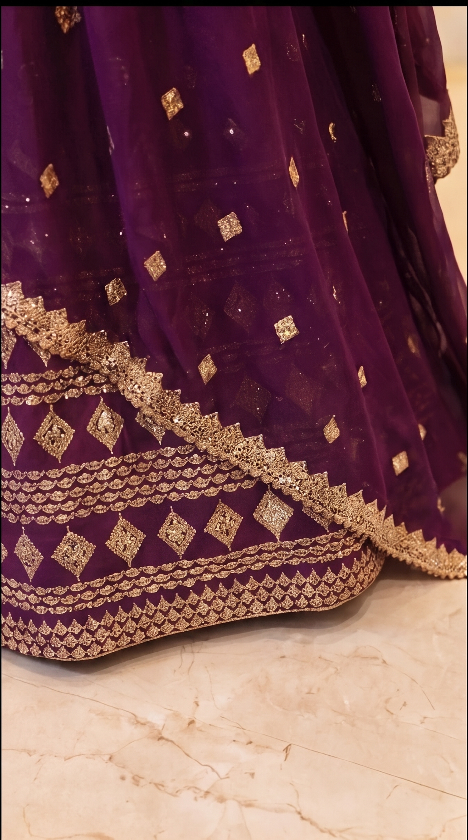 Heritage Mirror Lehenga Set - Indian bridal wedding lehenga with mirror work embroidery - view 10