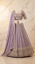 Lilac Bagh Lehenga Set - Indian wedding bridal lehenga with floral bagh embroidery - view 1