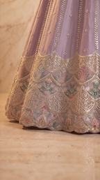 Lilac Bagh Lehenga Set - Indian wedding bridal lehenga with floral bagh embroidery - view 3