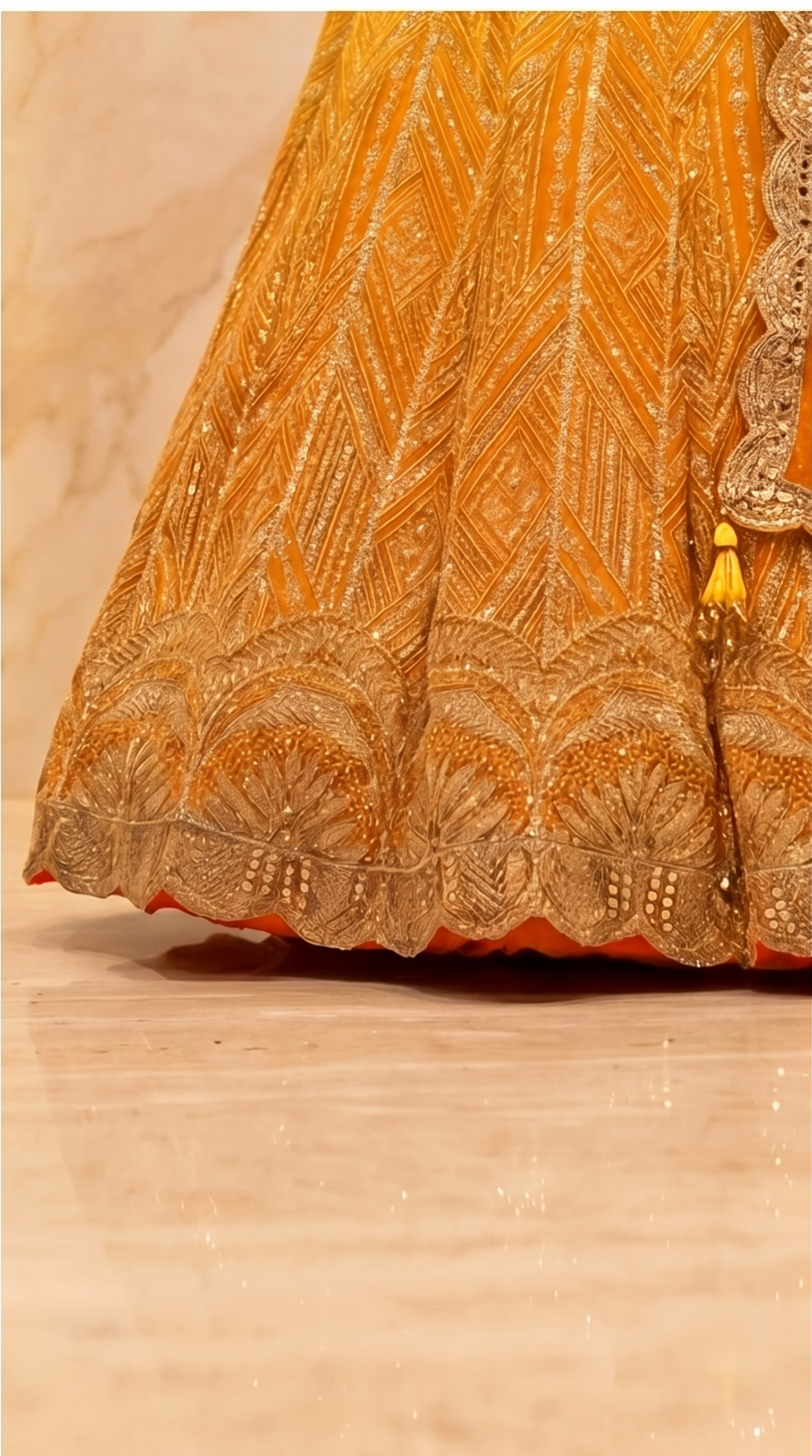 Sunburst Zari Lehenga Set - Indian bridal wedding lehenga with zari embroidery - view 7