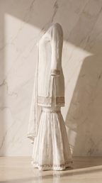 Chandni Aaina Sharara Set - ivory Pakistani bridal sharara with mirror work and chikankari embroidery - view 3