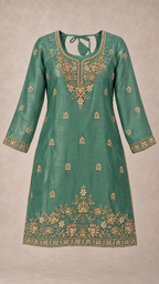 Jade Green | Fendy Silk Palazzo Set | kurta front view
