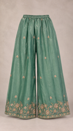 Jade Green | Fendy Silk Palazzo Set | palazzo trousers front view