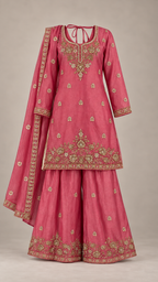 Rose Pink | Fendy Silk Palazzo Set | complete three-piece outfit front view