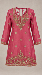 Rose Pink | Fendy Silk Palazzo Set | kurta front view