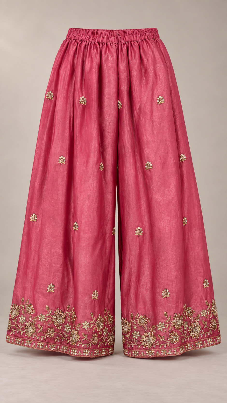 Rose Pink | Fendy Silk Palazzo Set | palazzo trousers front view