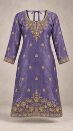 Violet | Fendy Silk Palazzo Set | kurta front view