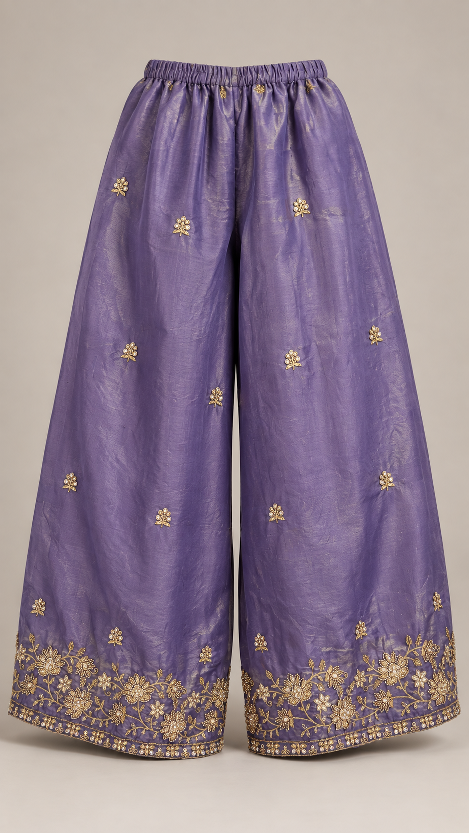 Violet | Fendy Silk Palazzo Set | palazzo trousers front view