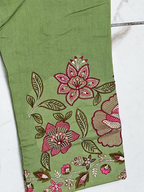 Sage Olive | Gulabo Garden Bloom Kurta Set | close-up detail of the embroidered sleeve cuff and floral border