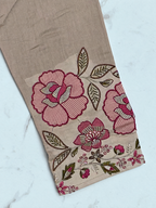 Sandstone Beige | Gulabo Garden Bloom Kurta Set | close-up detail of the embroidered sleeve cuff and floral border