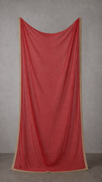 Deep Coral Red semi-sheer dotted dupatta — full view
