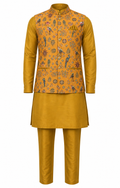 Mustard Aviary Kurta Jacket Set