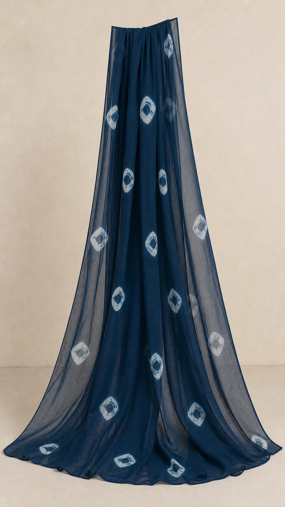 Neel Ink Navy Plus-Size Cotton Embroidered 3-Piece Set sheer ink navy patterned dupatta