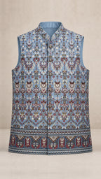 Kent Selection Powder Blue embroidered vest – front view