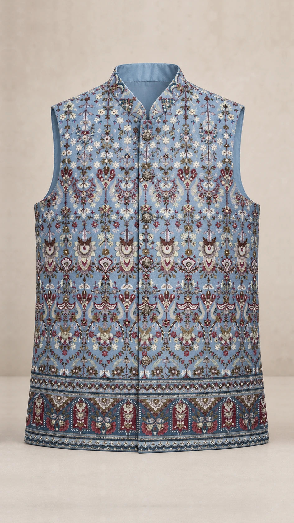 Kent Selection Powder Blue embroidered vest – front view
