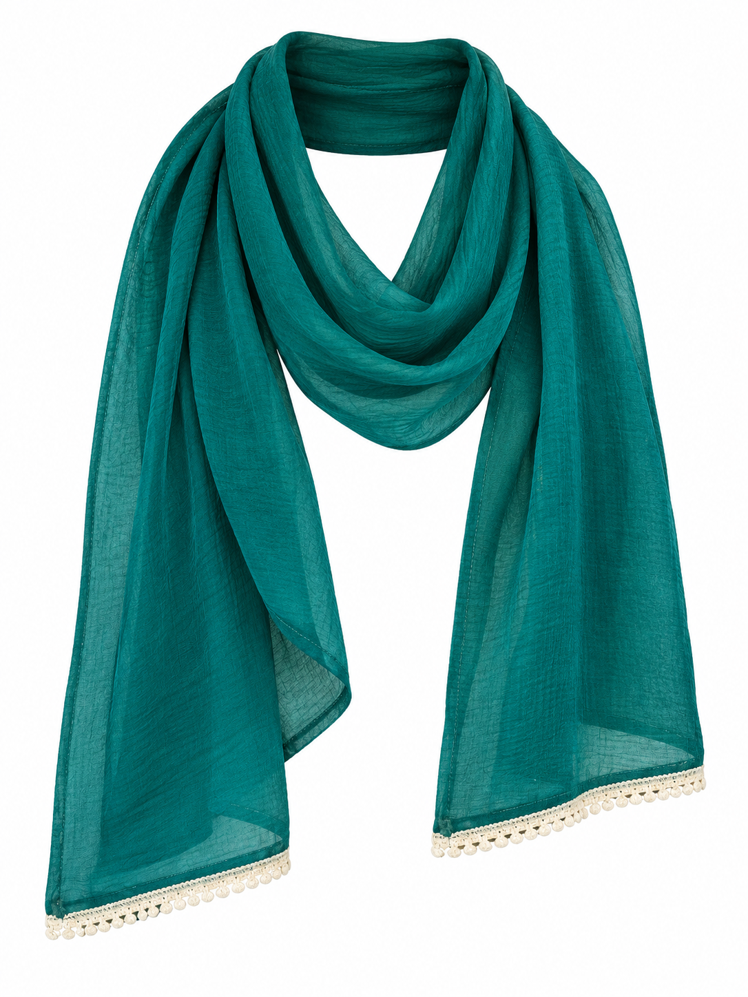 Teal | Dupatta | Teal dupatta for the Rangoli Girls Tassel Salwar Suit, with light textured fabric and cream edge trim.