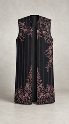 Rose Resham black embroidered jacket — front view