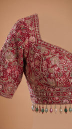 Rosette Laal Garden Lehenga Set - embroidered choli top detail - view 2