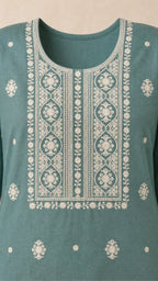 Saba Sage Plus-Size Cotton Embroidered 3-Piece Set rectangular ivory embroidered yoke detail