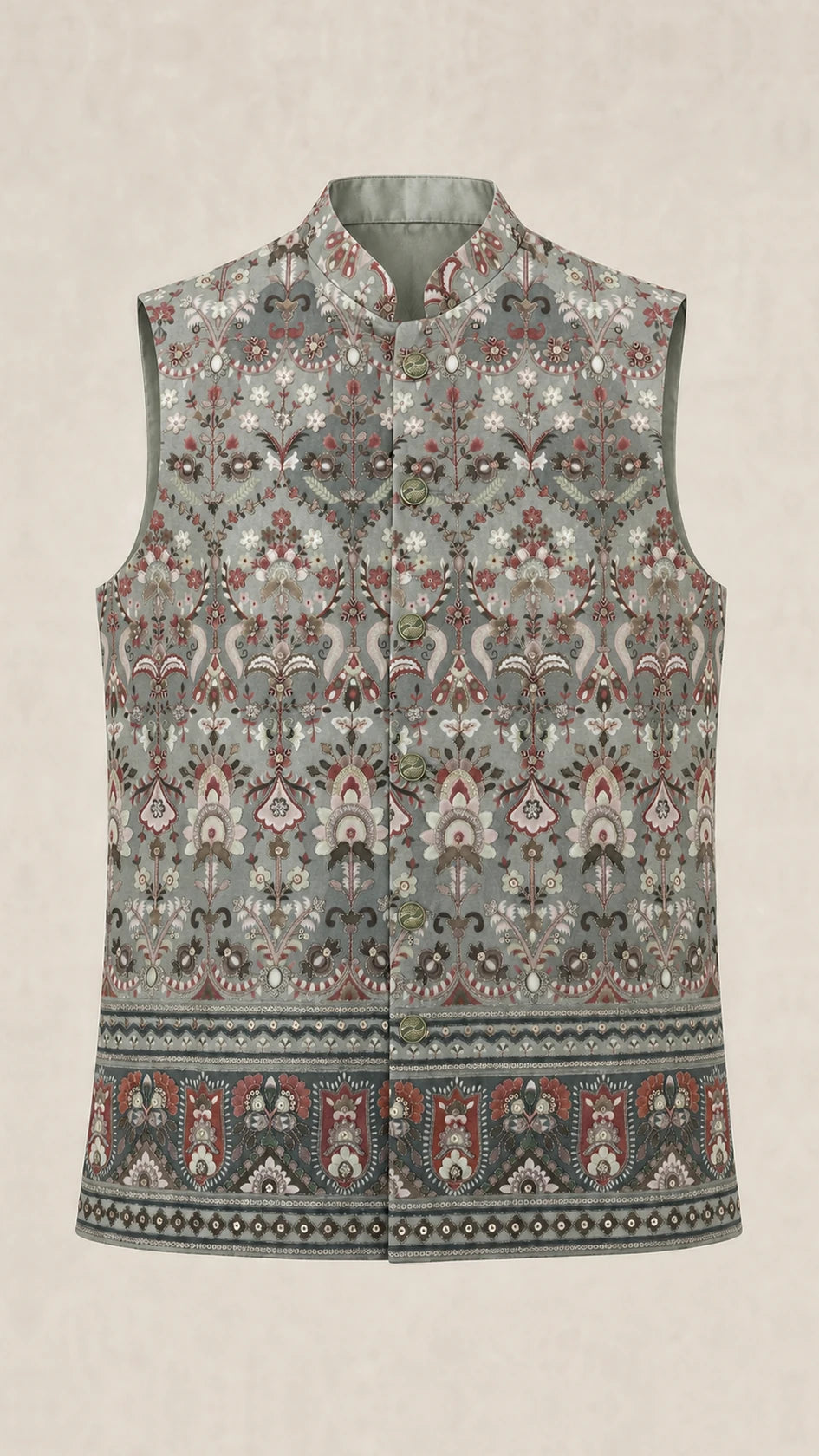 Kent Selection Sage Green embroidered vest – front view